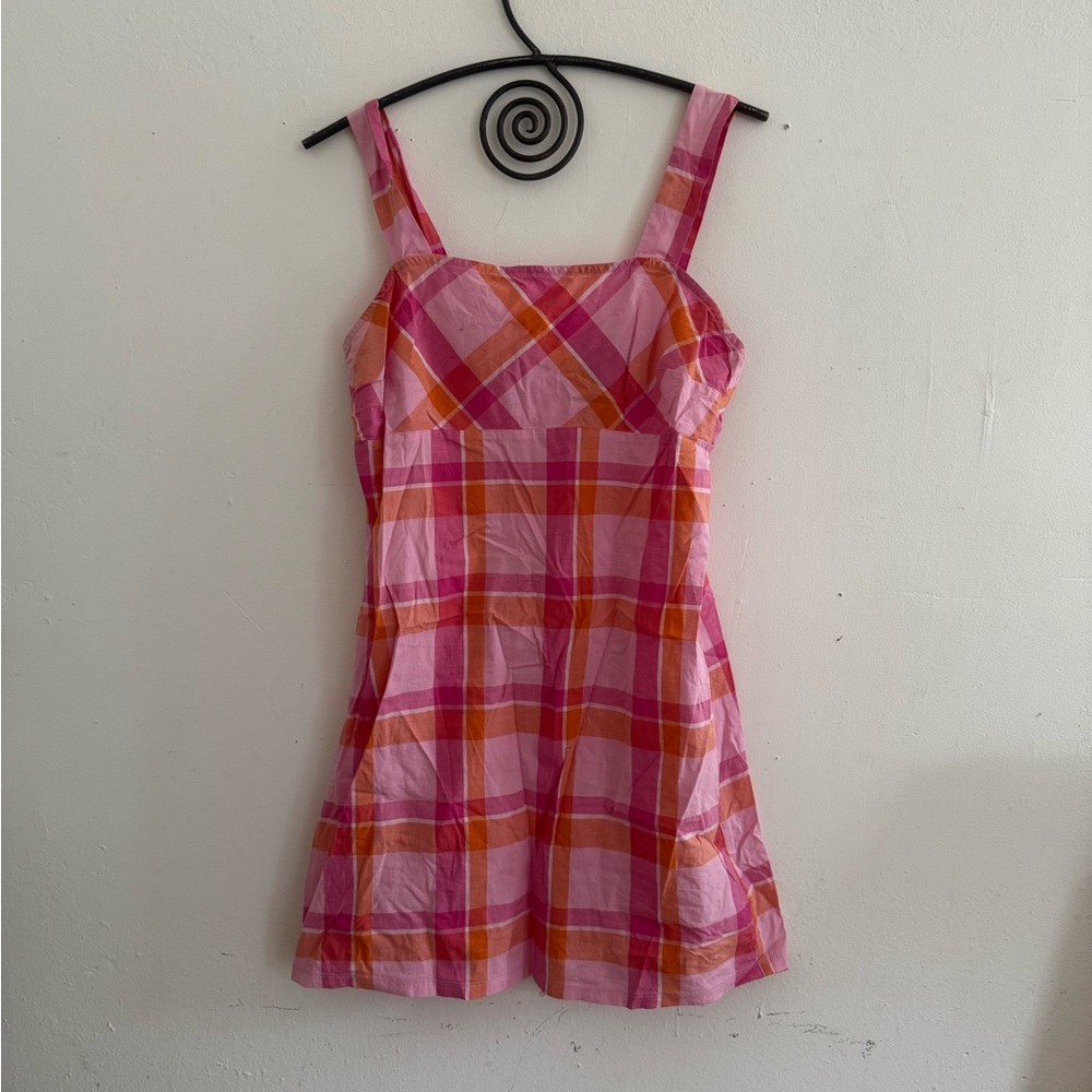 Pink and Orange Plaid Dress